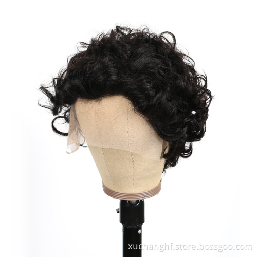 Perruque Pixie Cut Wig Human Hair Curly Bob Short Pixie Cut Lace Wig Bleached Knots Lace Frontal 13x4 Pixie Wig With Baby Hair